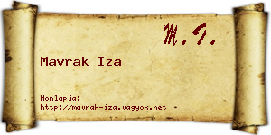Mavrak Iza névjegykártya